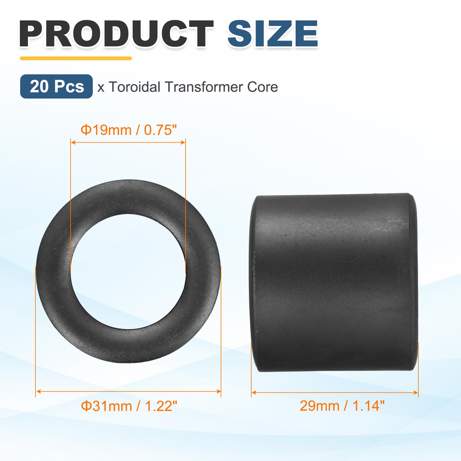 QUARKZMAN 20Pcs Noyau Toroïde En Ferrite 31mm OD x 19mm ID x 29mm H Noir