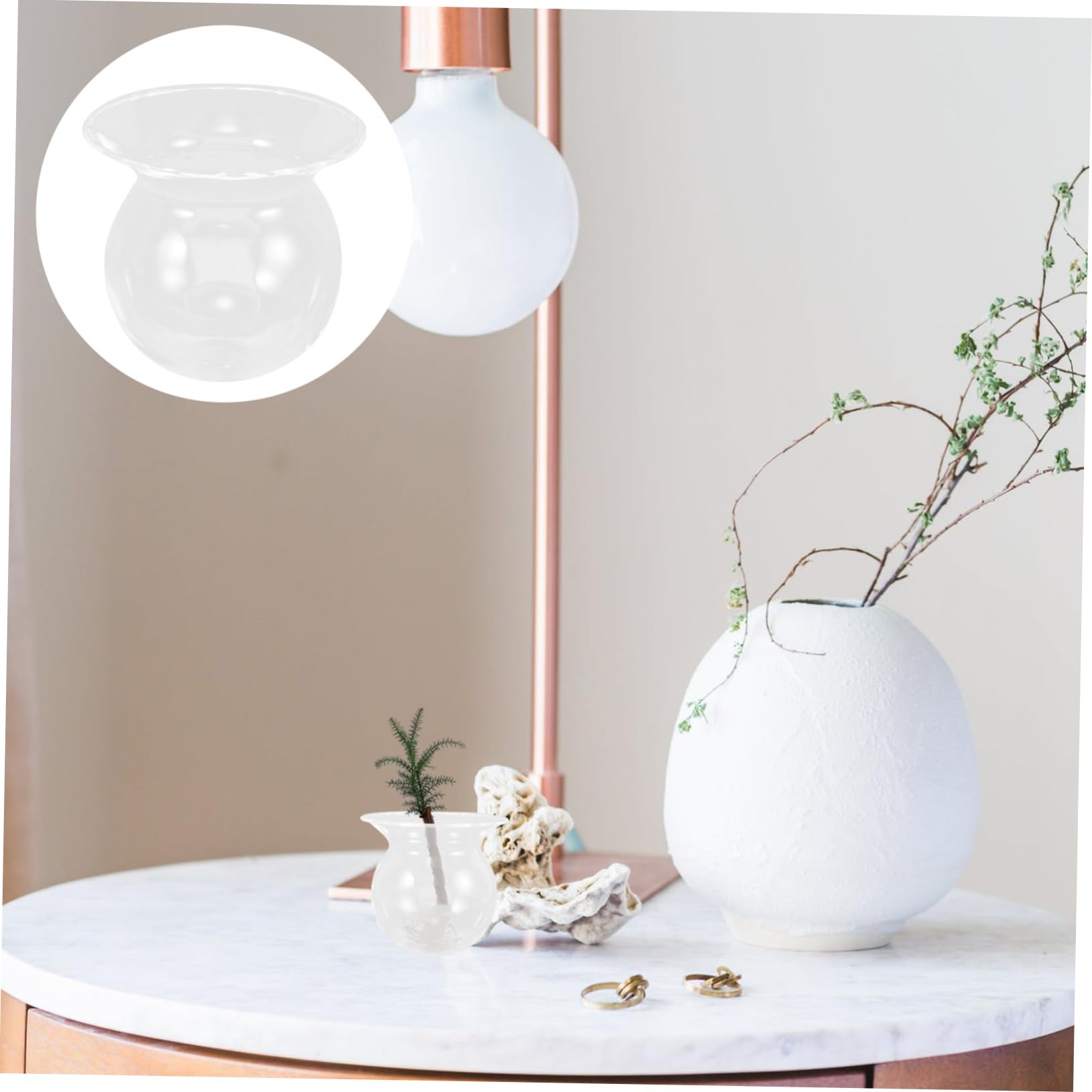 Mikikit Lot de 4 Vases de Propagation en Verre, Terrarium à Plantes Rond, Transparence Élevée, Décor Maison et Ferme