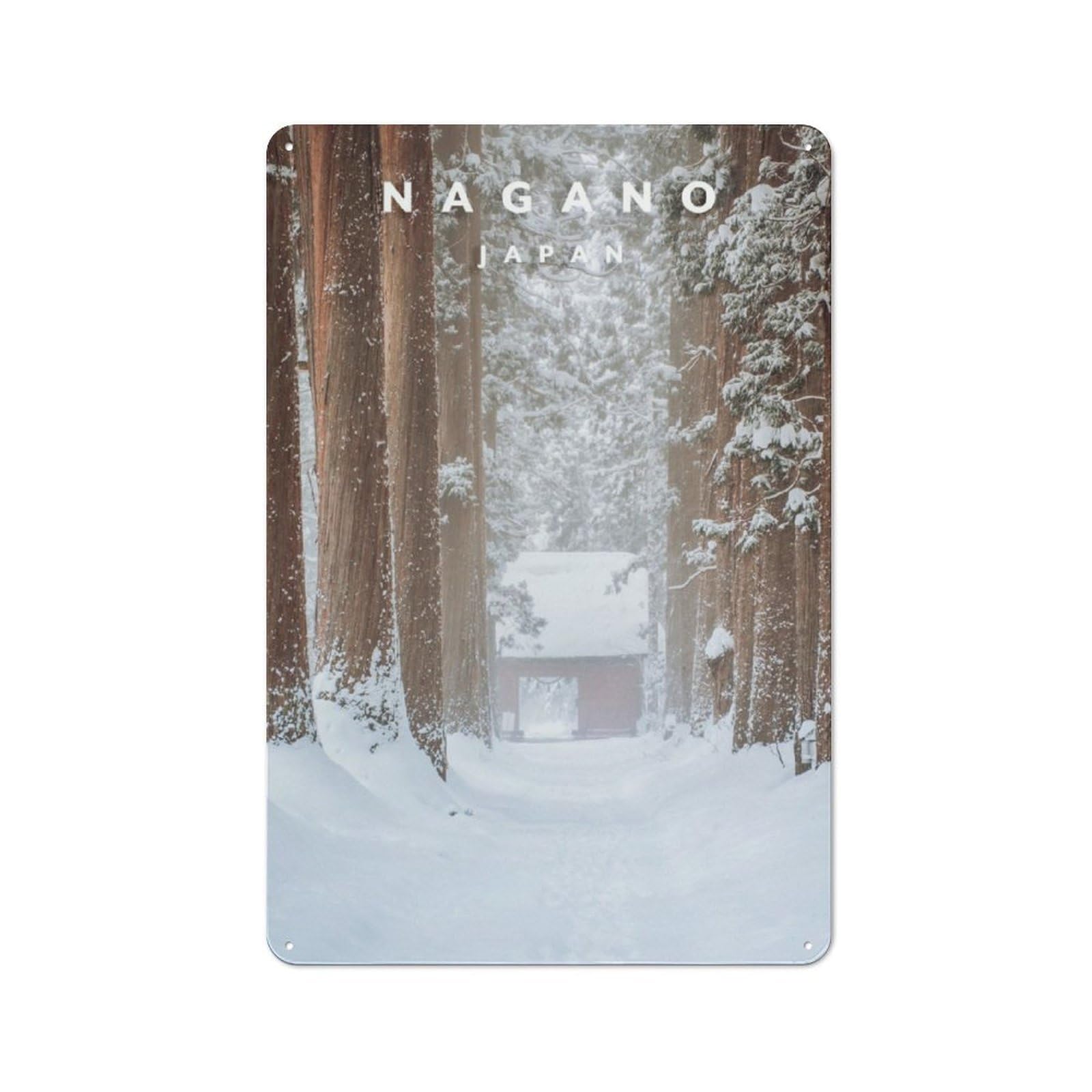 Junmoney Nagano Forest Industrial-Style Metal Plaque 30X20cm For Hallway Wall, A Winter Wall Decor Update For Hallway Decor Lovers
