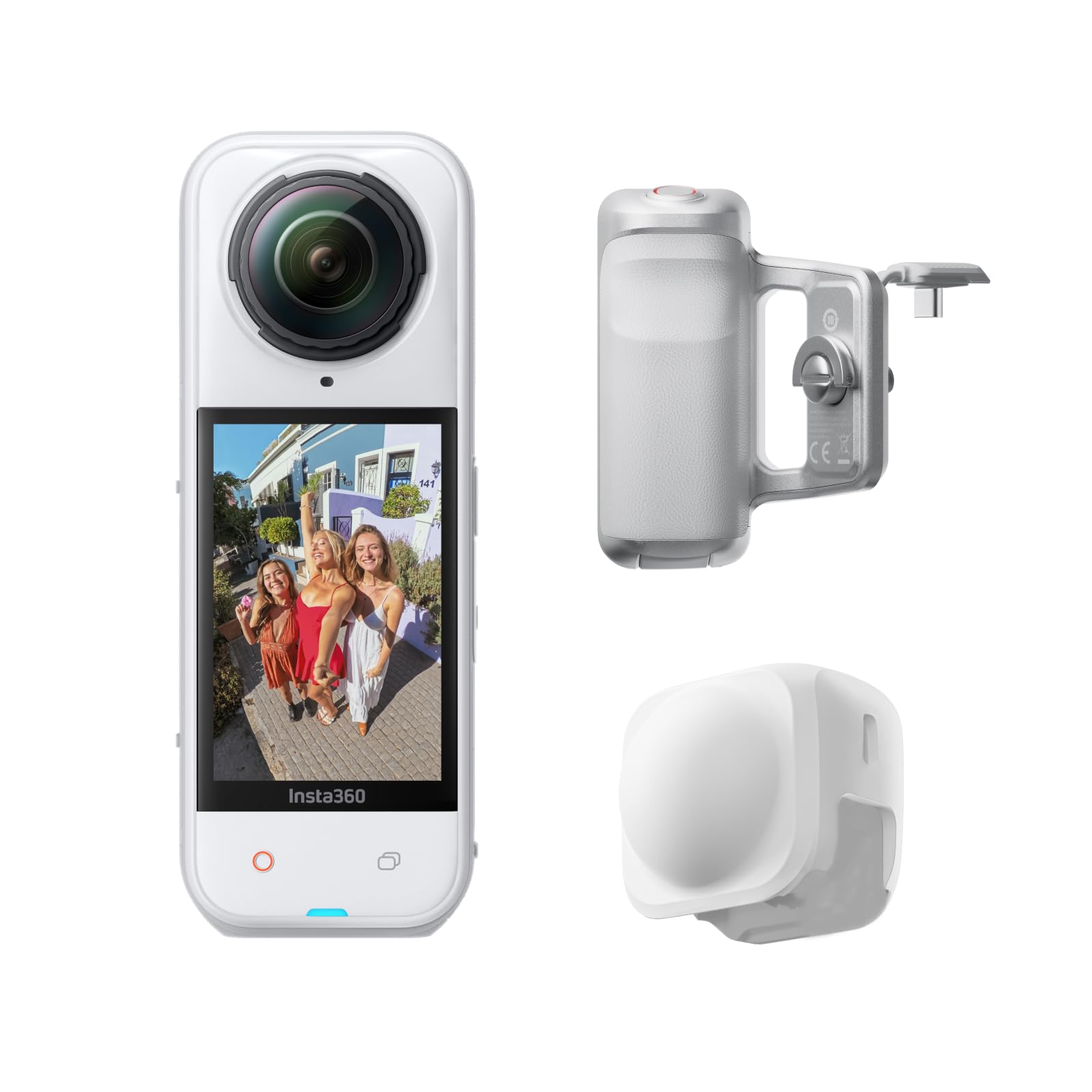 Insta360 X5 Photography Grip Bundle Stain White | Action cam impermeabile, superba in bassa luce, 8K30fps, autonomia 3 ore, obiettivi sostituibili, ottima per vlog, sport