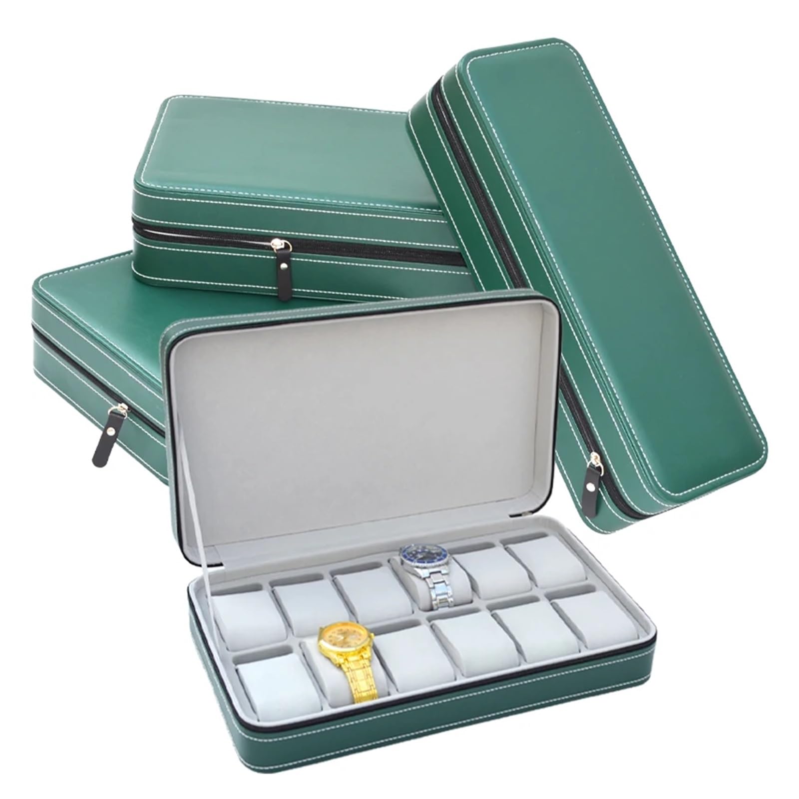 Uhrenbox 2/4/6/8/10/12 Slots Uhr Koffer Organizer Tragbare Zipper Uhr Fall Armbänder Männer und Frauen der multifunktionale Display Box Uhrenkoffer(04)