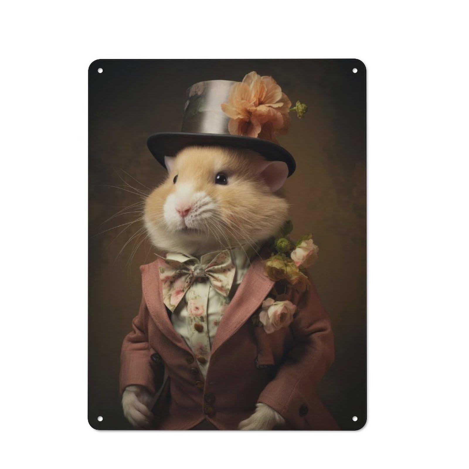 Junmoney Portrait Of Hamster Vintage Tin Sign 40X30cm With For Garage Wall, Suited To People Furnishing A Garage