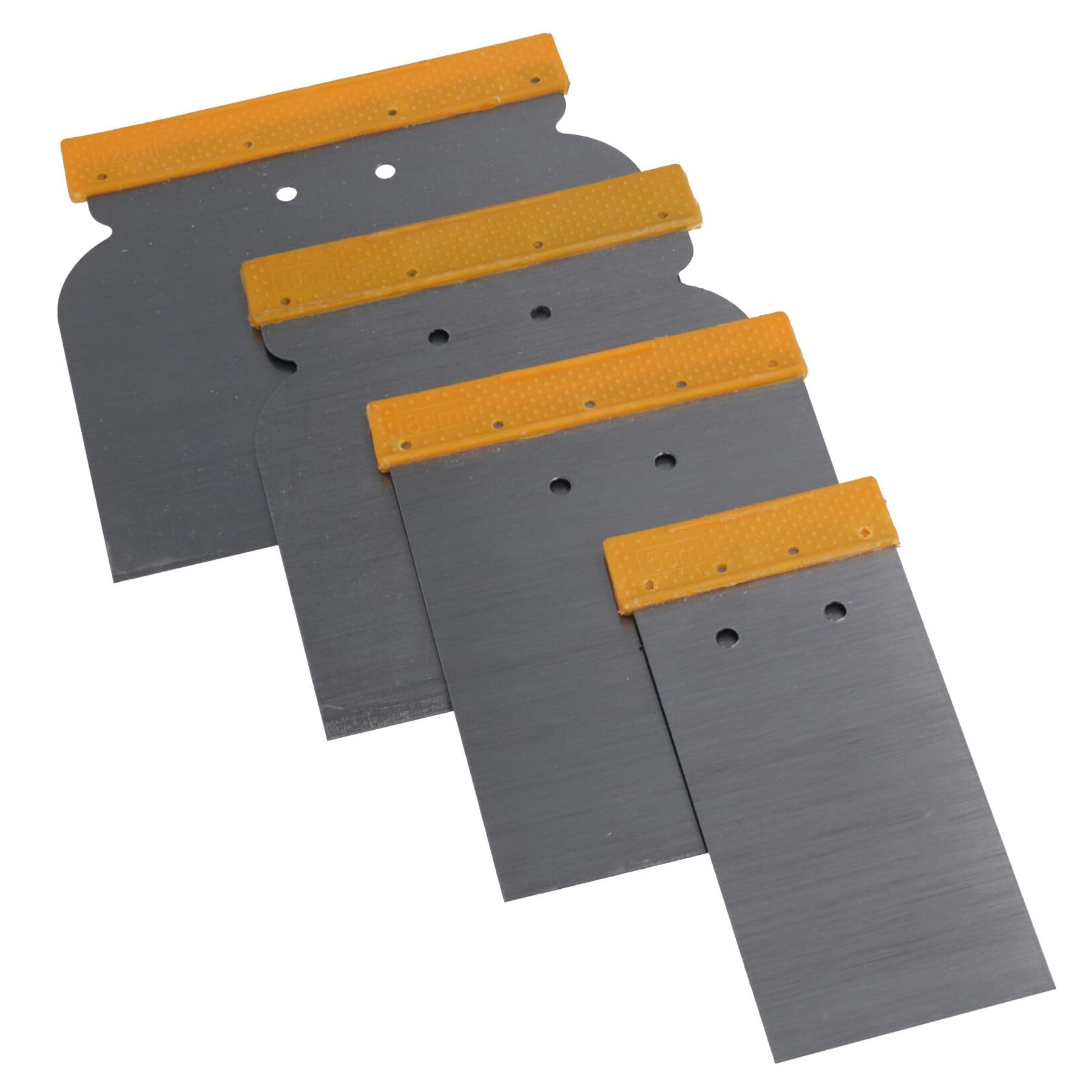 4pc Flexible Plastic Filling Scrapers Set - 50mm To 120mm For Drywall, Fillers, Adhesives