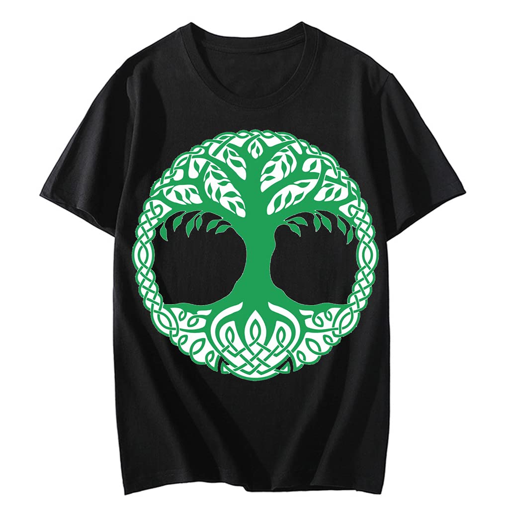 T-shirt Viking Arbre Mondial en pur coton noir grande taille 4XL pour homme