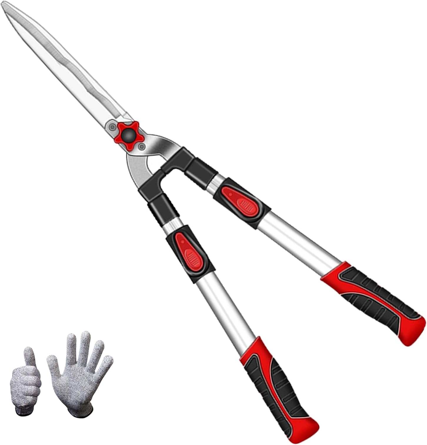 Pruning Scissors Extendable 【Recommended by Gardeners】 Garden Scissors Pruning Shears Length 28-36 inches Long Lightweight Strong Type SK5 High Carbon Steel Blade Aluminum Alloy Gardening