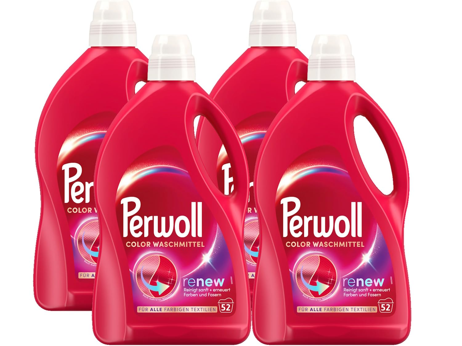 Perwoll Renew Color 4x52 Waschladungen Color Waschmittel, Feinwaschmittel stärkt die Fasern, verbessert die Farbintensität, intensive Frische