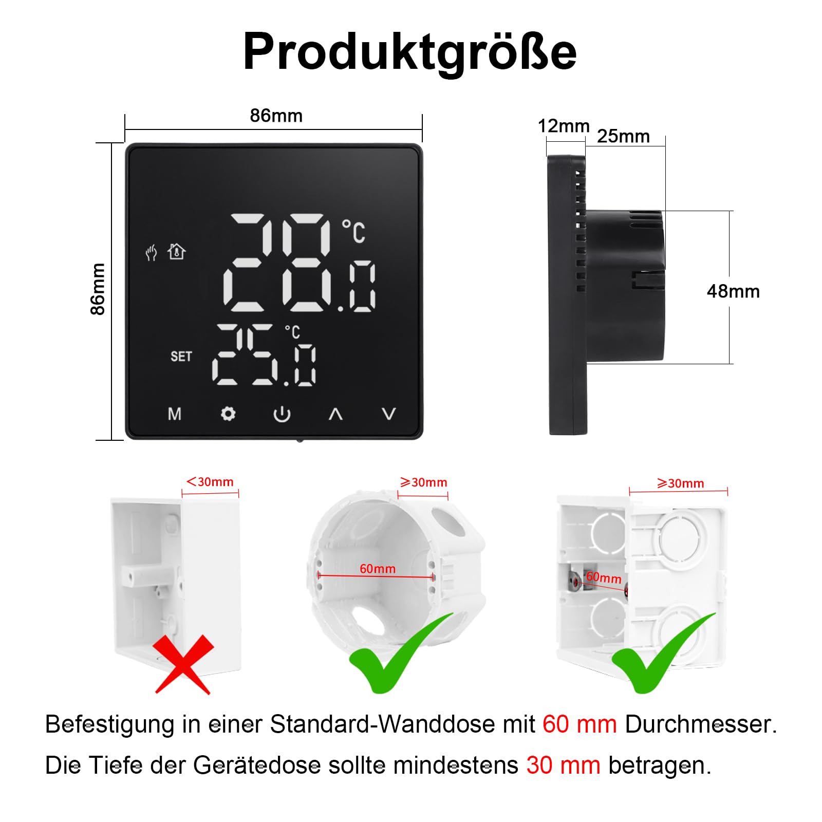CNBINGO Thermostat intelligent pour chauffage au sol, Wi-Fi, 230 V, noir