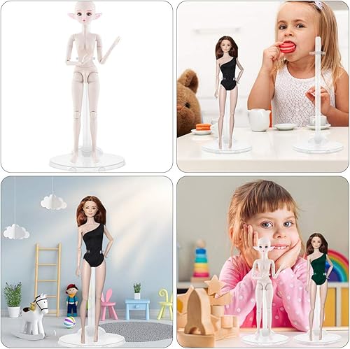 Miniatura 7 de Toyvian 15 soportes para muñecas, soporte de exhibición portátil para muñecas, soporte transparente para exhibición de muñecas con clip de cintura