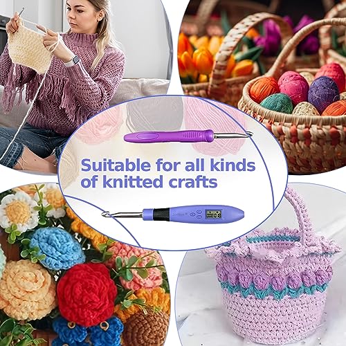 Transplant Lot de crochets de couture avec compteur et lumière LED, kit de crochet 18 en 1, comprend une clé grande/petite, une poignée de crochet de rechange et un sac de rangement, pour le crochet – vue 6