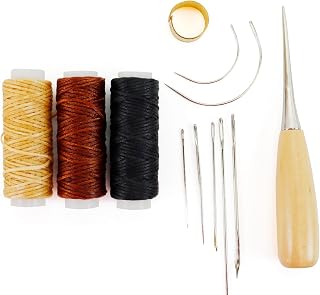 CAMAL Leather Repair Kit, Heavy Duty Thread Small Sewing Kit Leather Needle with Waxed Thread Leather Sewing Tools for Sofa, Canvas, Carpet Patch, Couch, Car Upholstery, Shoe Repair Kit