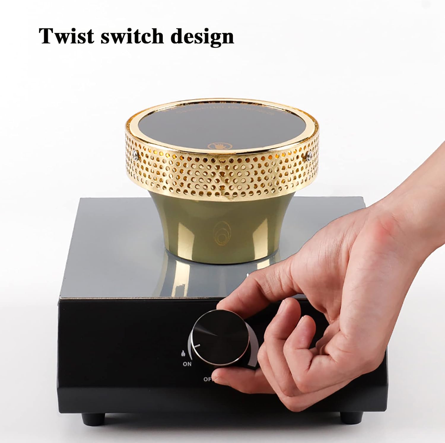 Halogen Siphon Burner Heater, Halogen Beam Coffee Heating Stove, Rotary Switches Adjustable Heat, No Open Flame, Temperature Control and Energy Saving, for Siphon Coffee Maker,Gold