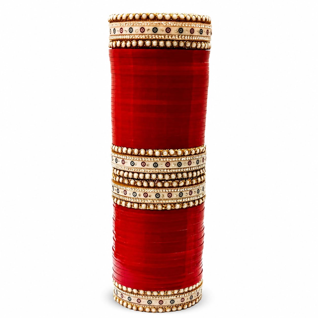 Bridal Chura Set for Women Red Punjabi Wedding Bangles with Pearl Kundan Design Traditional Bridal Chooda Set for Karwa Chauth Teej-picture-24