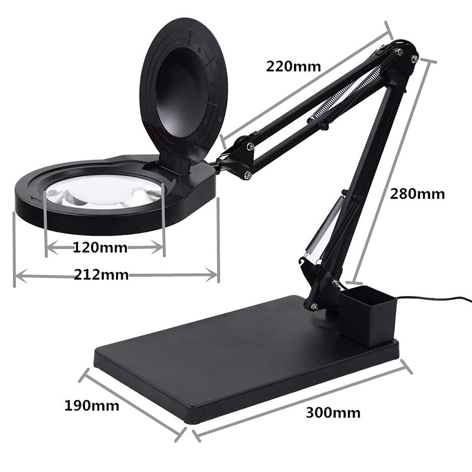 10-fache Vergrößerungslupe mit Licht, 12 cm (4,7 Zoll) Echtglaslinse, LED-Schreibtischlampe mit Klemme, 3 Farbmodi, Vergrößerungslicht und Ständer für Bastelarbeiten und Schweißarb