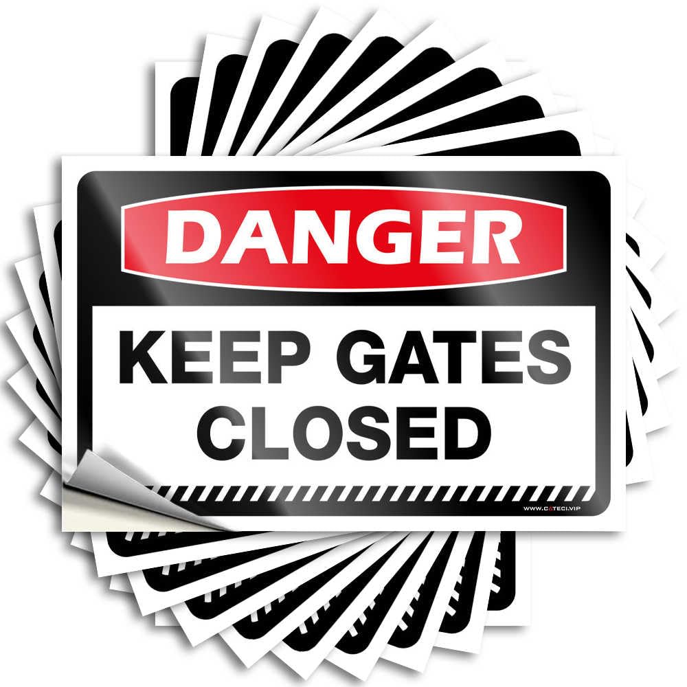 Decals for Bathroom Wall Funny Work Uv Resistant Danger Keep Gates Closed | Outdoor Bar Decor and Humorous Game Sign(8X12CM-10Pcs)