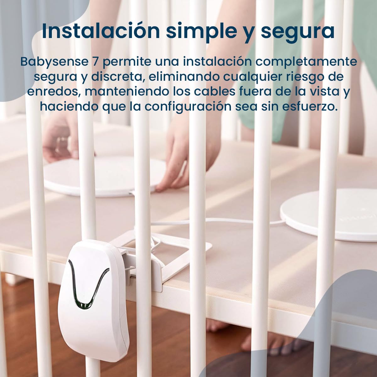 Babysense Monitor para Bebés con Alertas de Respiración en Tiempo Real, Notificaciones de Irregularidad, Certificación Médica Monitor sin Contacto, Cobertura Completa con 2 Sensores