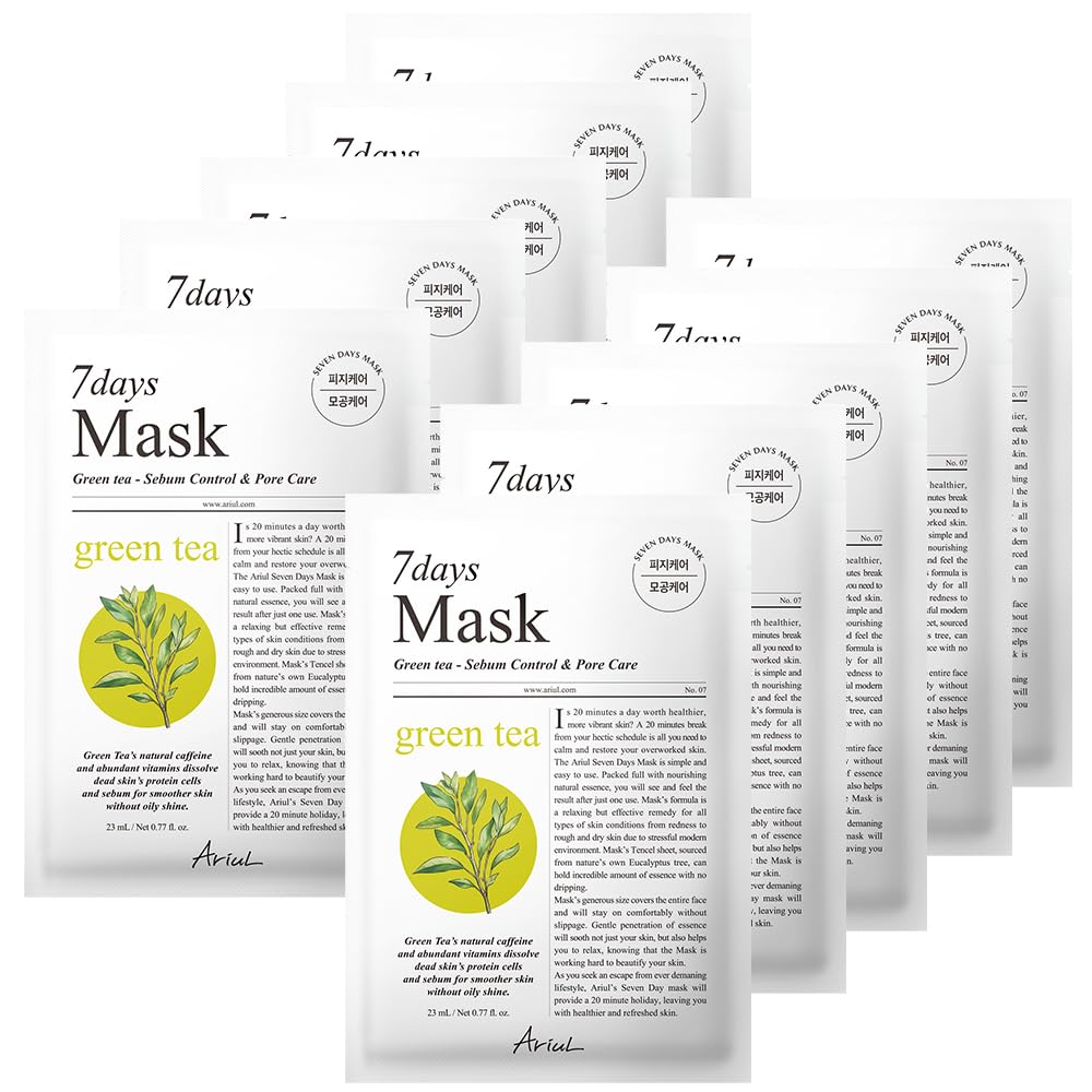 Ariul 7 Days Mask Green Tea S - Sebum Kontrolüne Yardımcı & Gözenek Arındırıcı Vegan Kağıt Maske