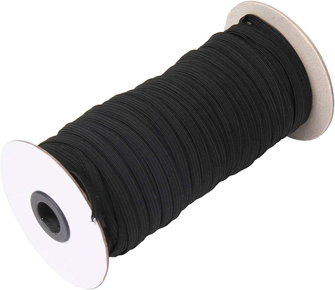 70-Yards Length 1/4" Width Black Braided Elastic Cord/Elastic