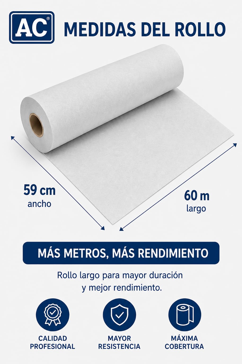 Rollo de papel camilla sin precorte ECO blanco 6 unidades