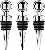 BETTFOR 3-Pack Vacuum Wine Stoppers - Leak-Proof Silicone Reusable Corks, Keep Wine Fresh 7 Days, Fits Standard Bottles (Silver)