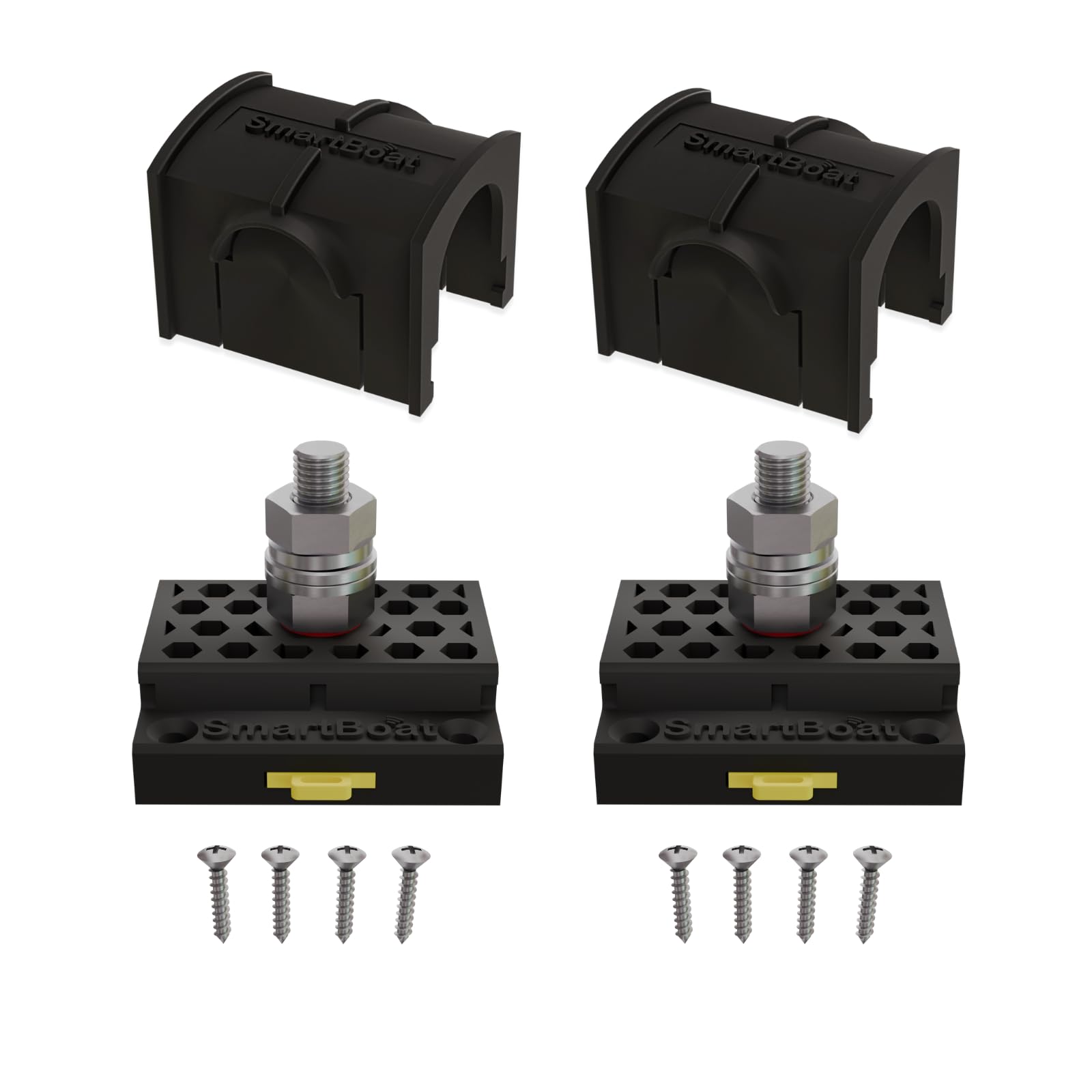 SmartWiring 600A Busbar – 12V–48V DC Power Distribution Block with Cover – M10 Stud, Surface or DIN Rail Mount. For Marine, RV, Car, Truck & Solar Systems (Bonding, 2-Pack)
