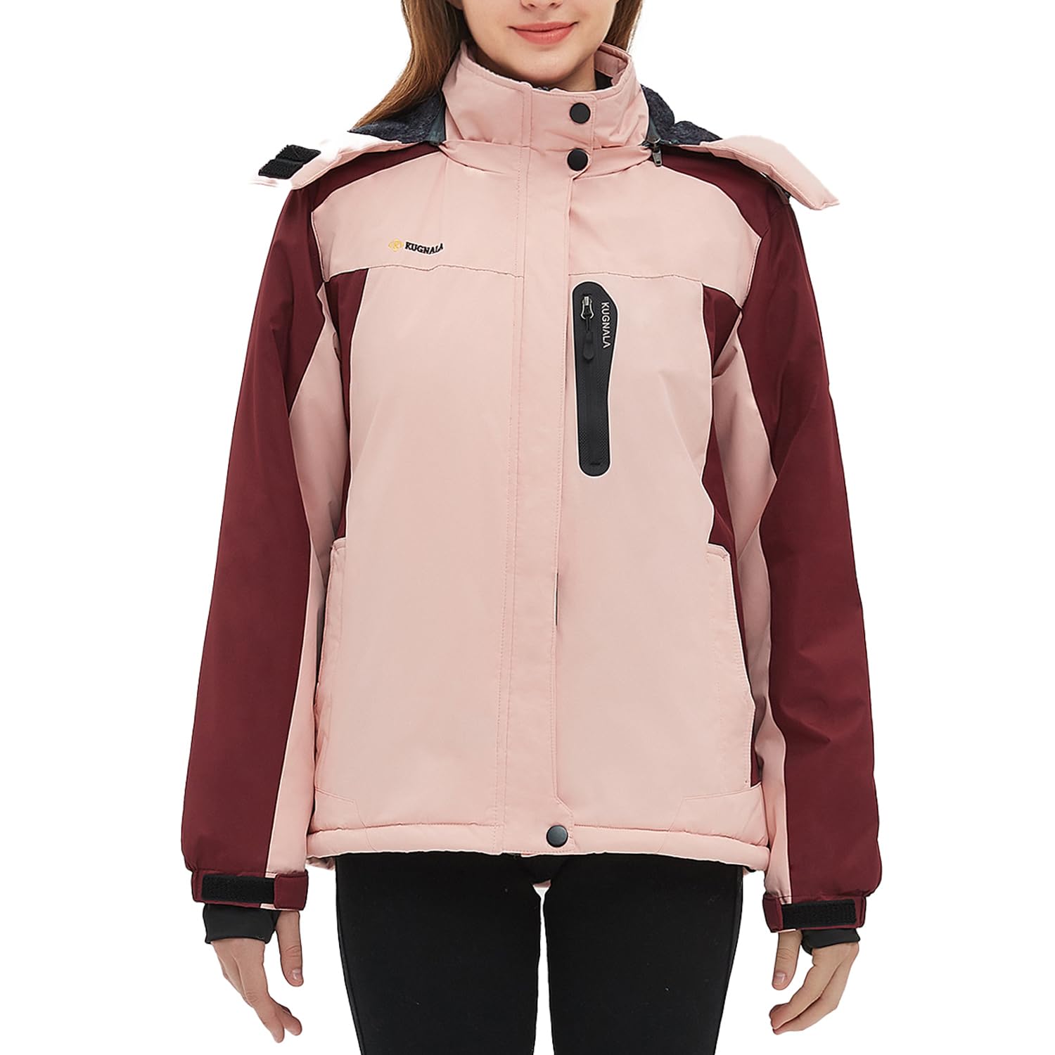Women‘s Waterproof Winter Jacket Skiing Warm Fleece Snow Coat Hooded Windproof Raincoat S-3XL
