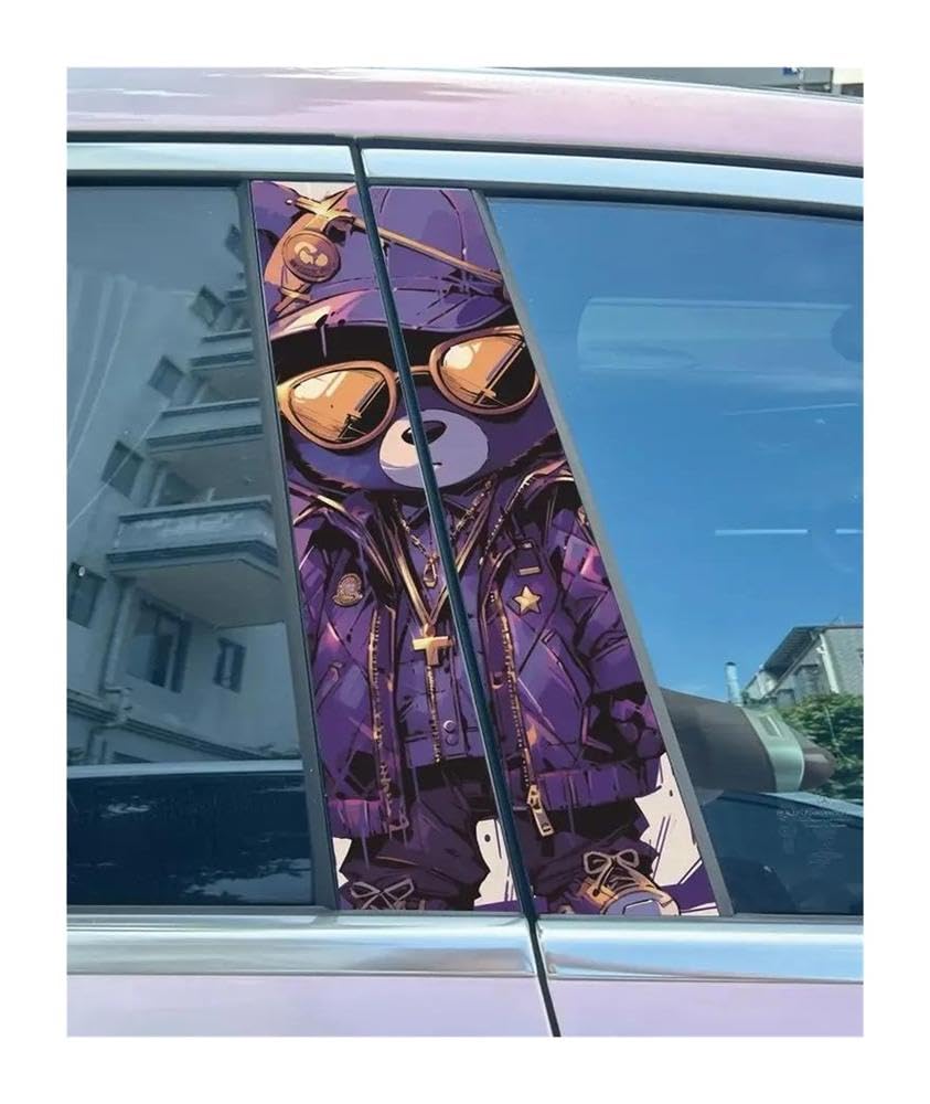 Body Parts 2pcs Car Center Pillar Sticker Cool Bear Auto B-Pillar Waterproof Protective Film(Type A)