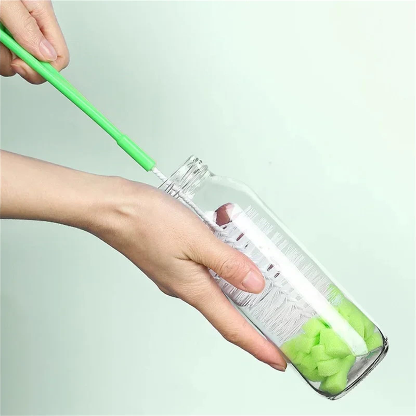 Flaschenbürste Tassenbürste mit langem Griff, Milchflasche, Teewäscher, Reinigungsschwamm, rotierendes Waschen for schmalen Hals für die Küche(Color 7)