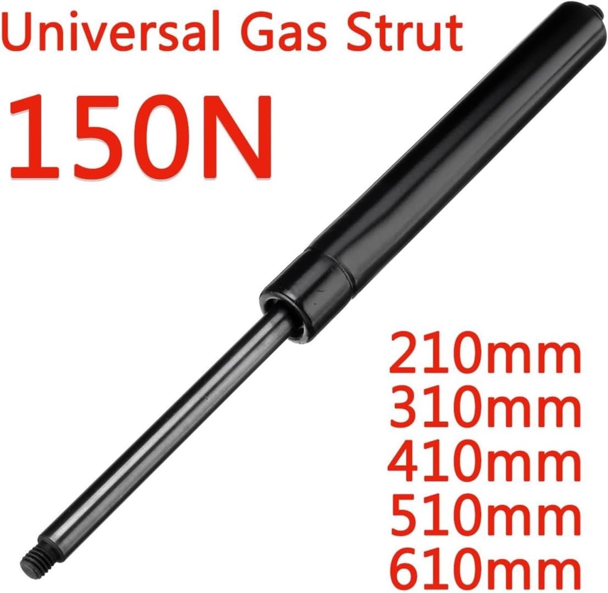 Ramię podnoszące kaptur, 2 szt. 210-610 mm, 150 N, 10 mm, amortyzatory gazowe, drążek podtrzymujący kaptur, sprężyna gazowa do kampera, łóżka, okna, autobusu, przyczep kempingowych, sprężyn gazowych