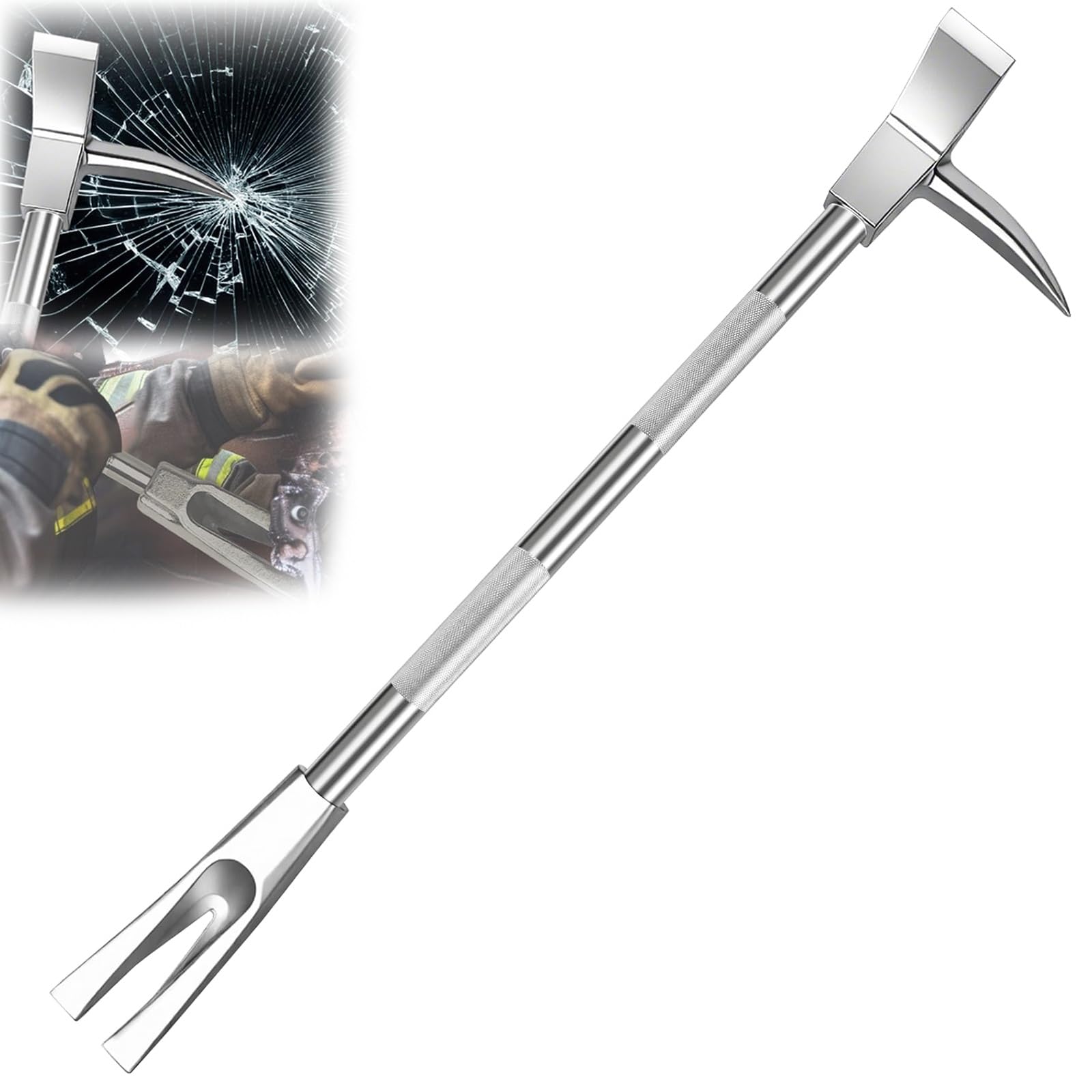 Narzędzie Strażackie Halligan Bar, Widły z Szpikulcem 3 w 1, Wielofunkcyjny Łom Wyburzeniowy 30 Cali, Metalowe Narzędzie do Wyważania