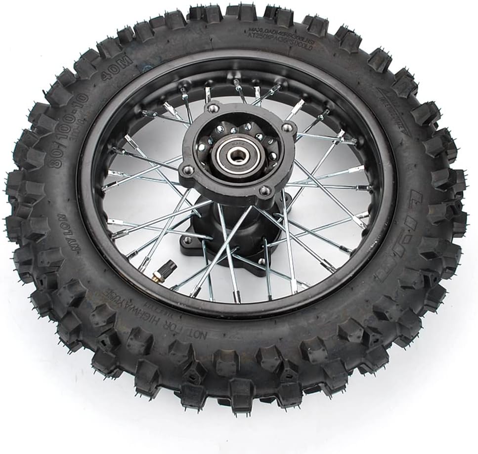 Rim tube tire 80/100-10" Rear Wheel Rim Tire 3.00-10 with 12mm Bearing Assembly for Dirt Bikes Mini Motorcycle Wheels + Tires SSR