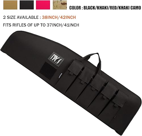 Miniatura 2 de Funda táctica para rifle con múltiples bolsillos para revistas, cremalleras bloqueables y correa ajustable, longitud disponible en 38" 42".