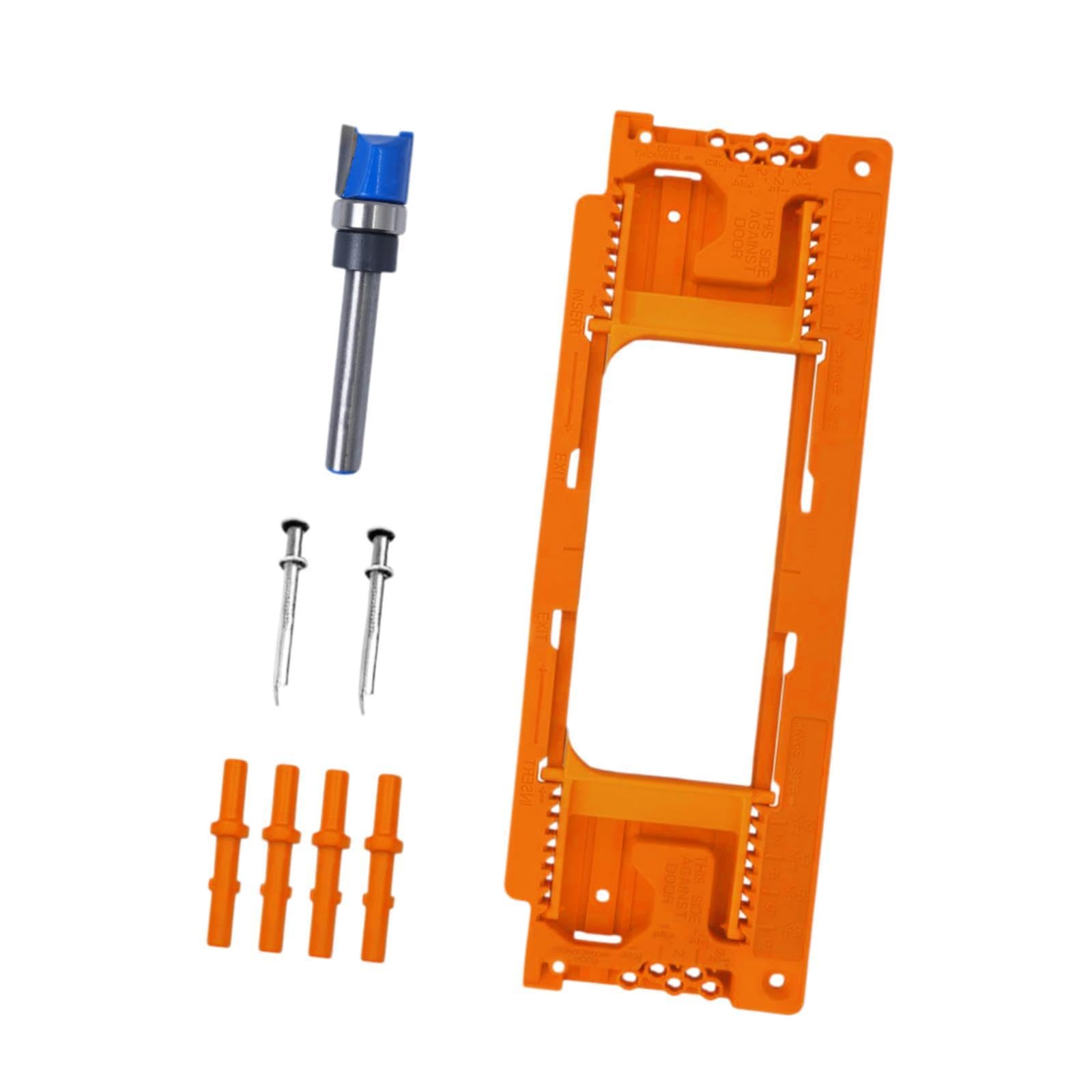 Gabarit de charnière de porte orange avec kit installation et outil découpe ajustable
