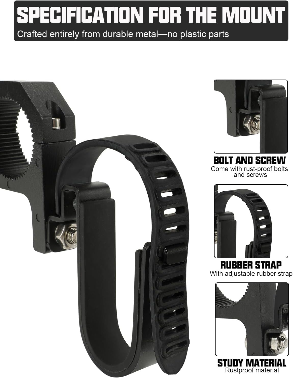 SUNPIE Hunting Tool Rack Mounts for UTV - Universal Crossbar Holder Mount for Polaris Canam Pioneer/Talon Kawasaki Arctic Cat CFMOTO/Golf Cart/ATV Roof Rifle Rack, Fits 1.75’’- 2’’ Roll Bars