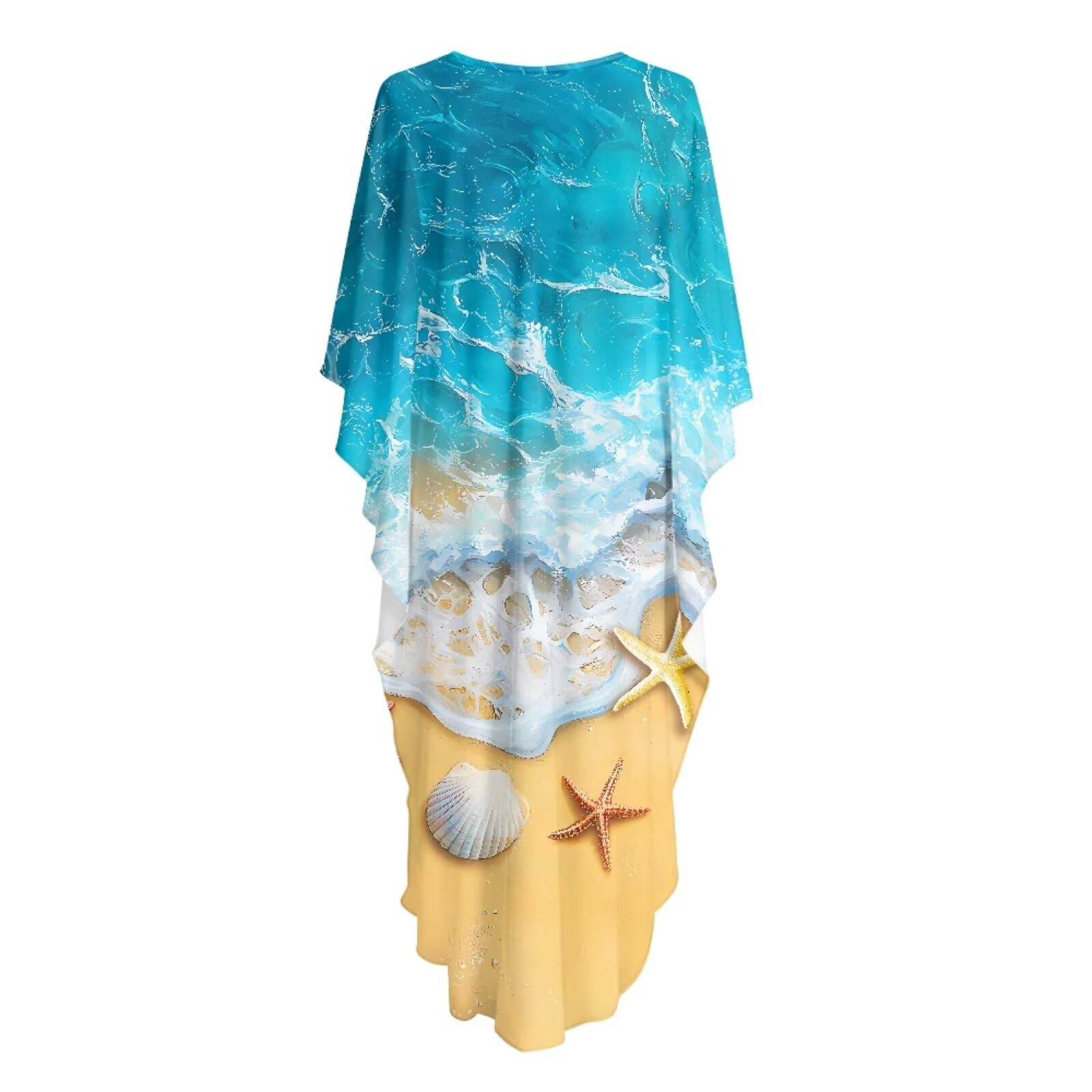 Poceacles Abito caftano taglie forti per donna abito casual estivo 2026 maxi abito hawaiano copricostume da bagno copricostume da bagno
