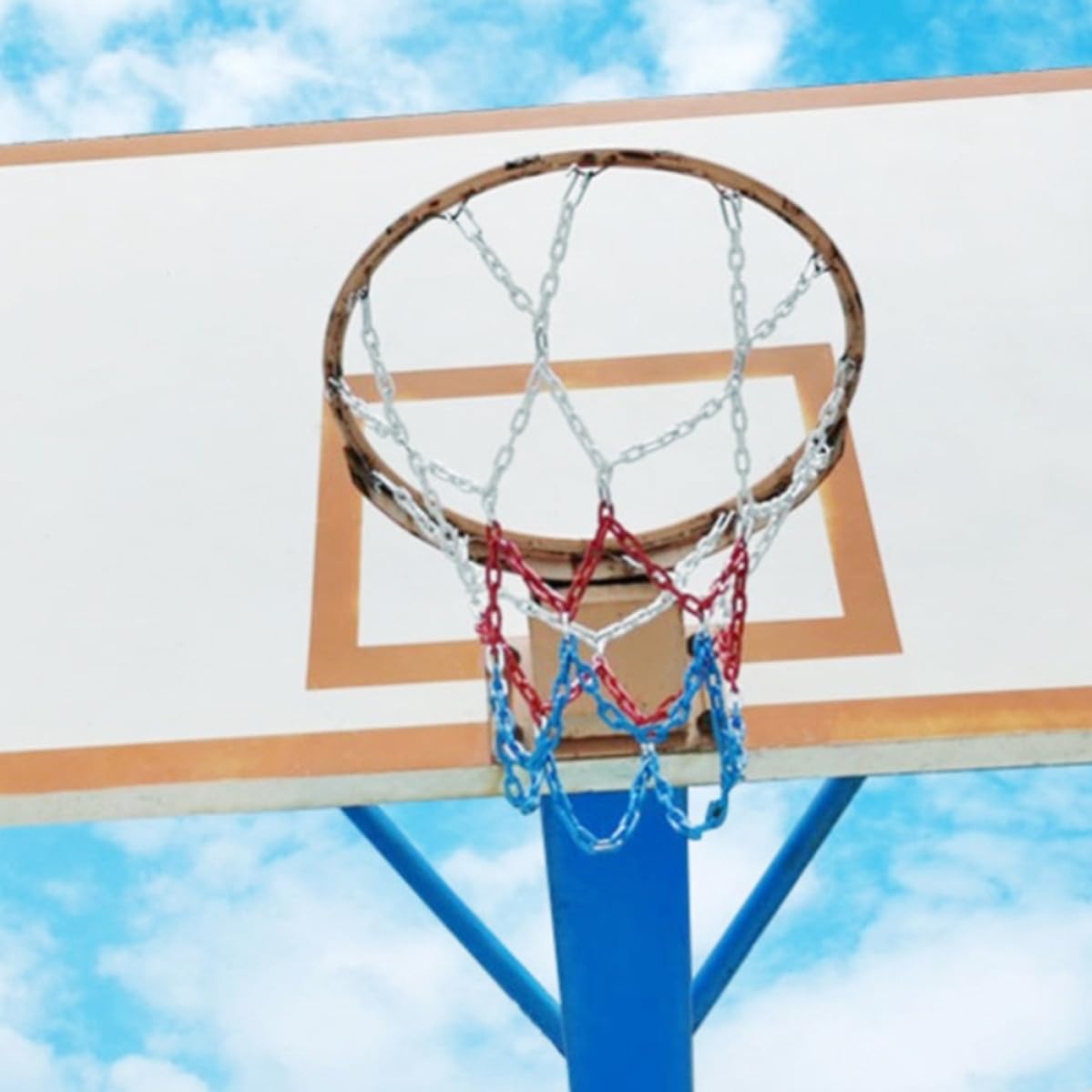 GALPADA Filet de Basketball Trois Couleurs en Acier Synthétique Résistant Toutes Saisons, Maille Haute Densité pour Terrains Intérieurs Publics et Accessoires de Sport Efficaces