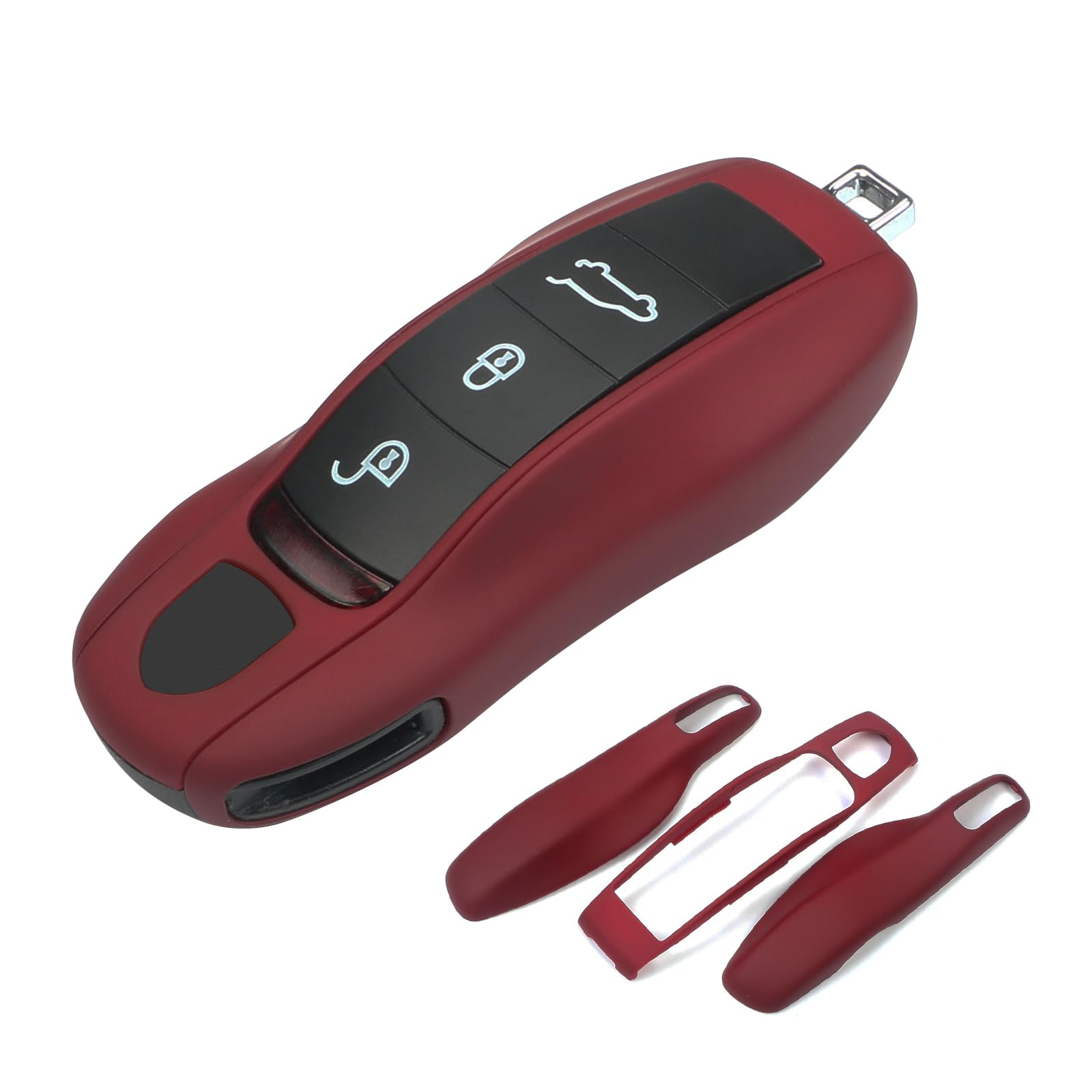 Bordeaux Red Key Fob Cover Compatible with Porsche Key Shell Key Fob Shell Replacement Compatible with Porsche Cayenne Panamera 911 718 Macan Boxster Cayman Old Style