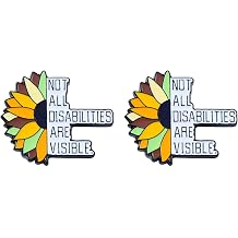 2Pcs Sunflower Disability Awareness Pin Not All Disabilities Are Visible Enamel Badge, Hidden Disabilities Support Brooch for Inclusion Advocacy