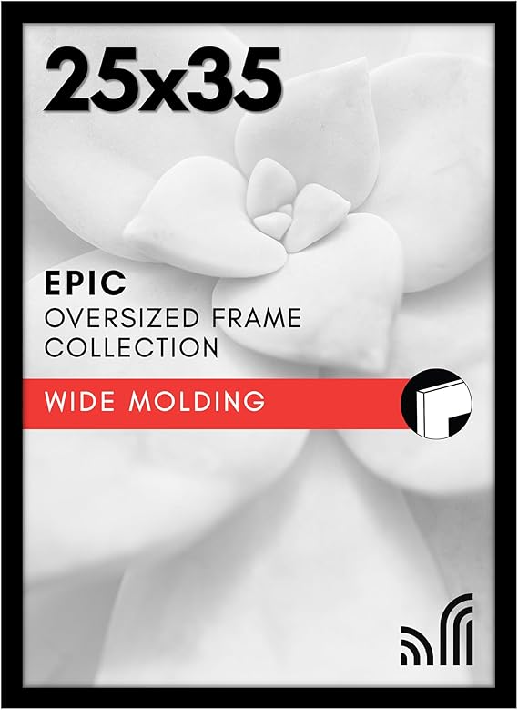 Americanflat 25x35 Poster Frame with Polished Plexiglass - Black Picture Frame - Wide Photo Frames Made of Engineered Wood for Vertical or Horizontal Wall Display - Epic Collection - Black