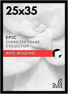 Americanflat 25x35 Poster Frame with Polished Plexiglass - Black Picture Frame - Wide Photo Frames Made of Engineered Wood for Vertical or Horizontal Wall Display - Epic Collection - Black