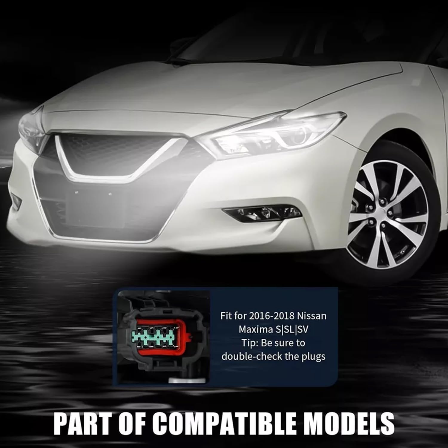 Halogen Headlight Assembly Compatible with 2016-2018 Nissan Maxima S/SL/SV – Projector Lens & LED DRL, Direct Plug & Play, Waterproof Left & Right (White) - Image 4