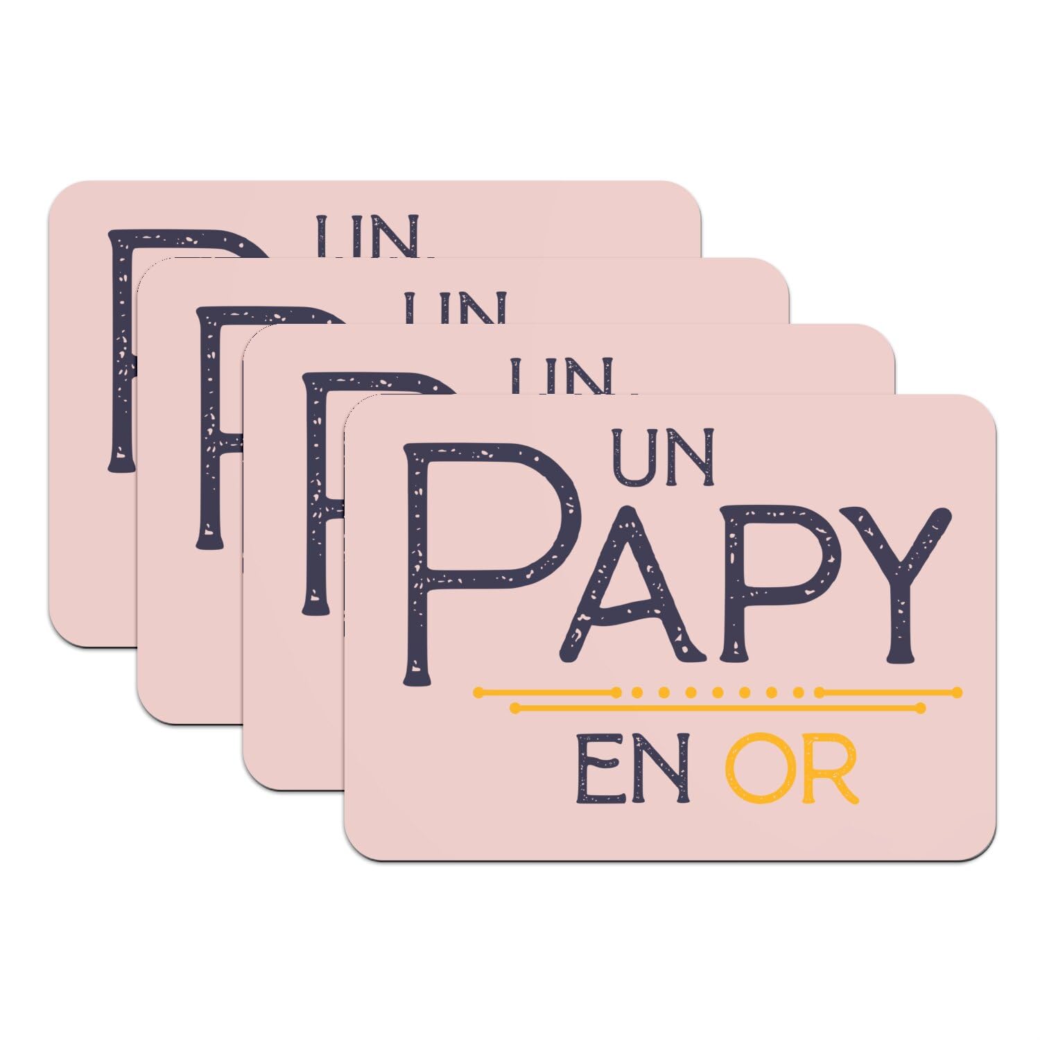 Set de table rose Un Papy en Or grand format 39,5x28,5 cm lot de 4 dessous en caoutchouc