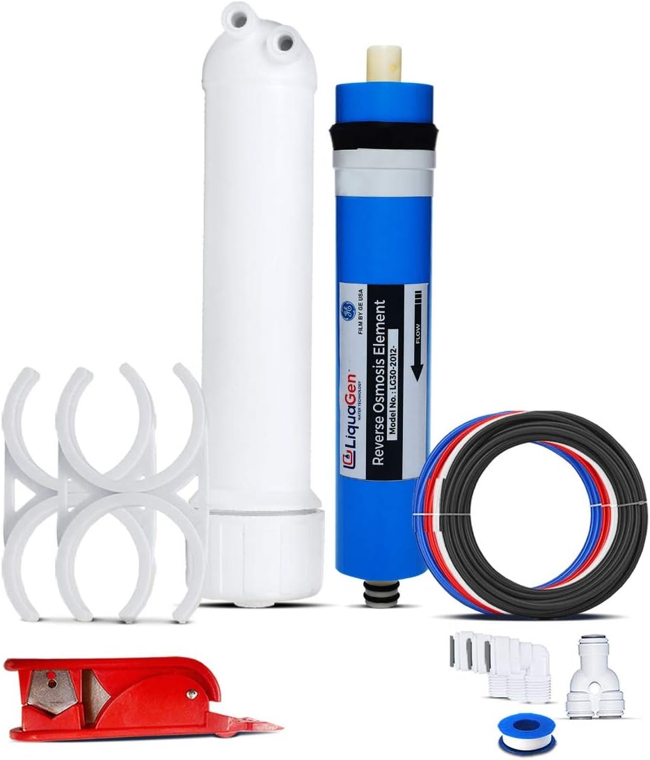 LiquaGen - 150 GPD Water Saver Upgrade Kit - Aquarium Reef/Reverse Osmosis Membrane + Full Membrane Housing Kit | RO Water Purification Replacement Filter Kit for Under Sink or Countertop Use