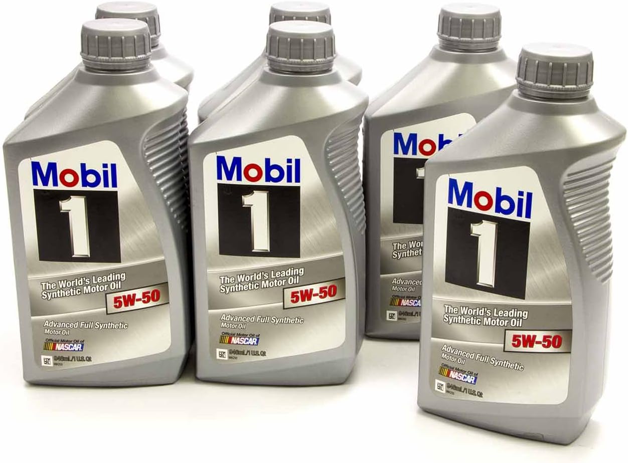 Mobil 1 40002 5W-50 Synthetic Engine Oil, 1 Quart, (Case of 6)