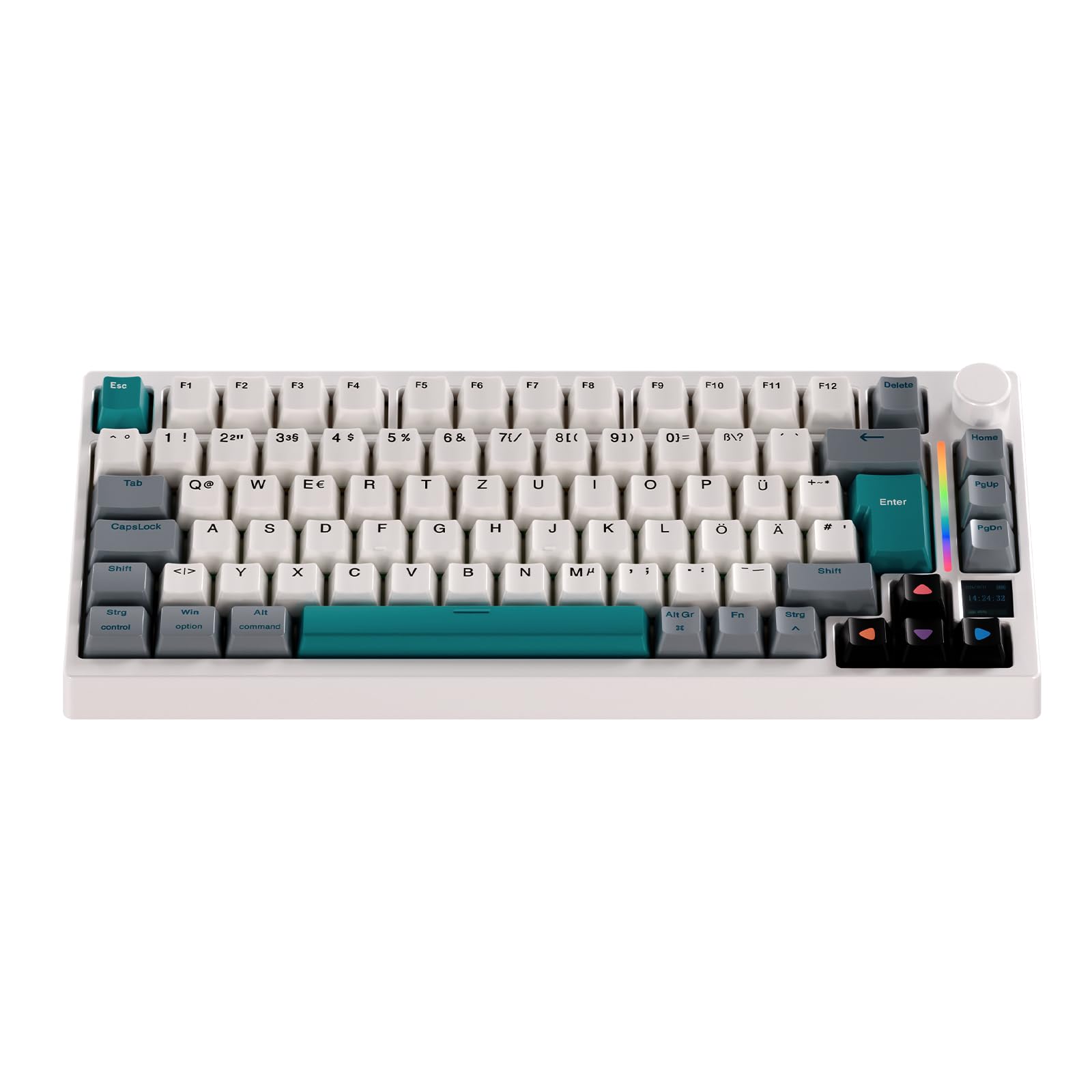 GK GAMAKAY TK75 SOCD 75% Tastiera meccanica silenziosa QWERTZ (layout ISO-DE) con schermo TFT, BT 2,4 GHz USB-C 8 KHz (GamaKay Phoenix Switch)