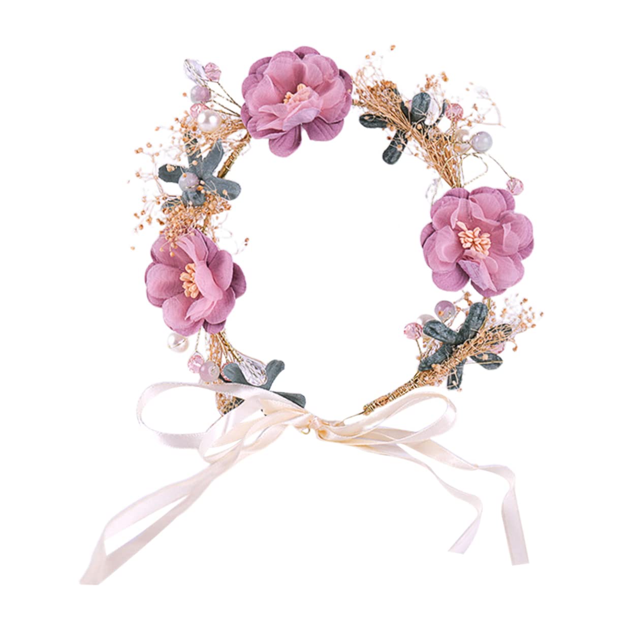 Bandeau à Fleurs Rose en Plastique pour Coiffure Élégante