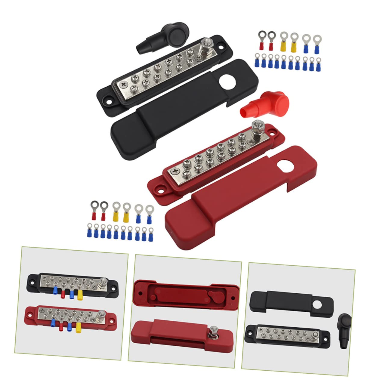 SHINEOFI 3 Juegos Barra Colectora de Distribución Eléctrica para Barcos y Autocaravanas Bloque Terminal de Puntos Conectores Resistentes la Oxidación para Entornos y Automotrices