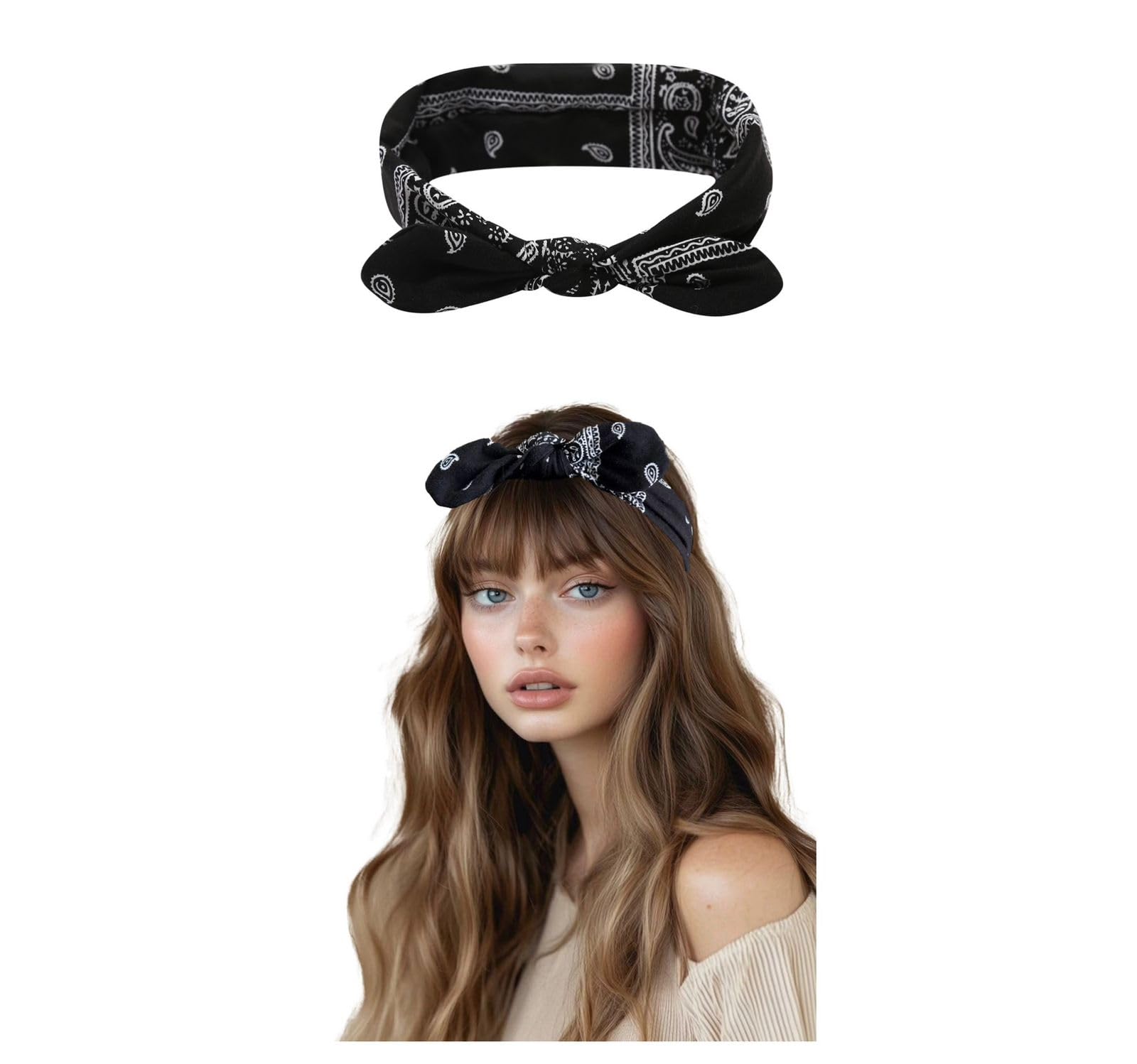 Future Tabs Paisley Printed Headband | Breathable and Comfortable Fit Unisex Head Band For Sports, Gym, Jogging & Outdoor Wear | With Cute Elastic Twisted Bow Design-image-43