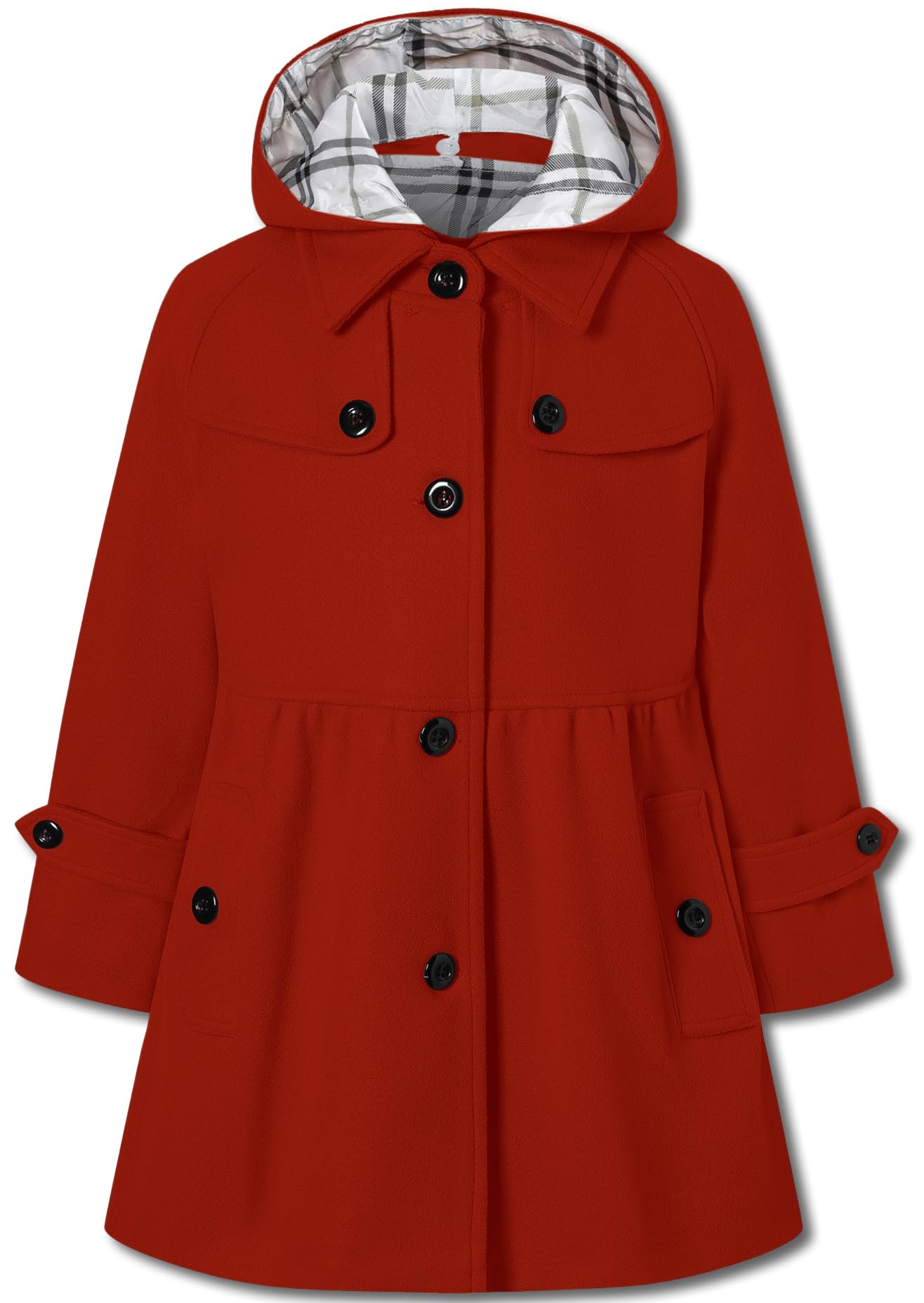 Betusline Girls' Dress Coat Hoodie Wool Blend Coats Fall Winter Peacoat