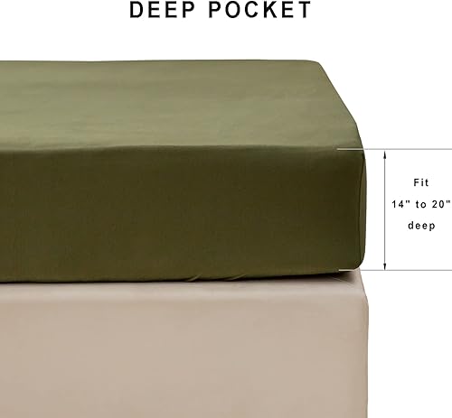 Miniatura 2 de PURE ERA Sábana bajera ajustable de algodón de punto de jersey (sin sábana encimera ni fundas), bolsillo profundo de hasta 15 a 20 pulgadas, ultra