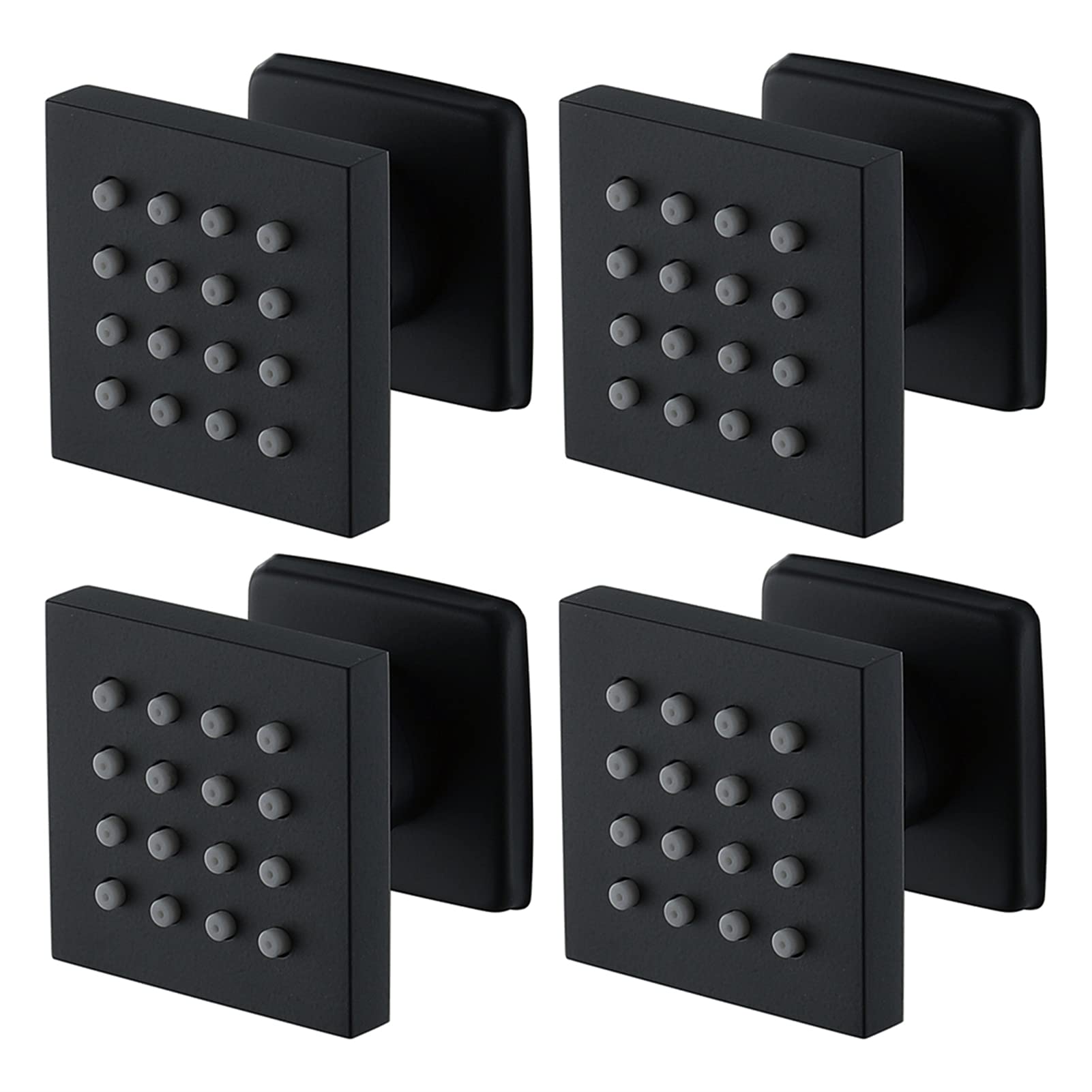 Pommeau de douche anti-calcaire noir mat carré en laiton robuste